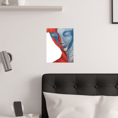 The reds and blues of this world Satin Poster