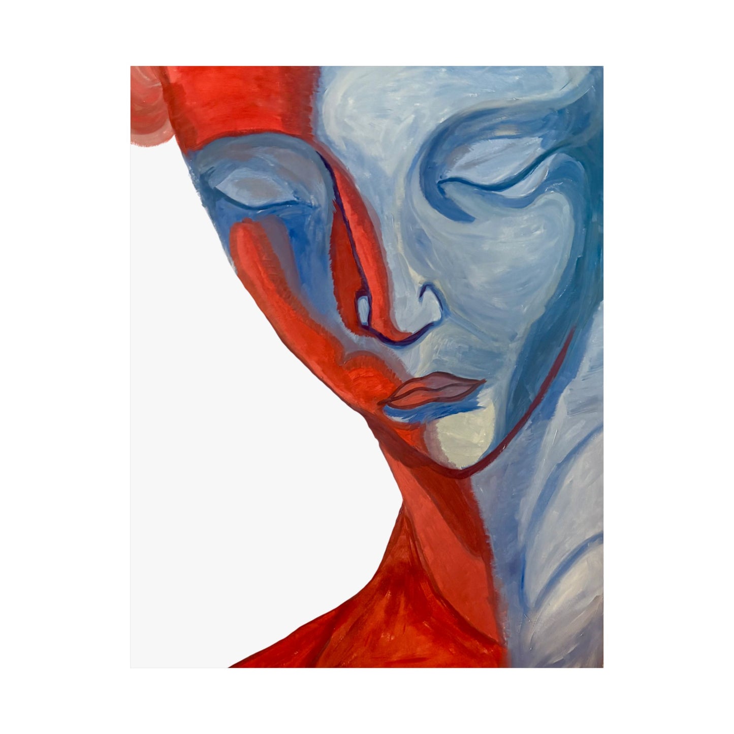 The reds and blues of this world Satin Poster